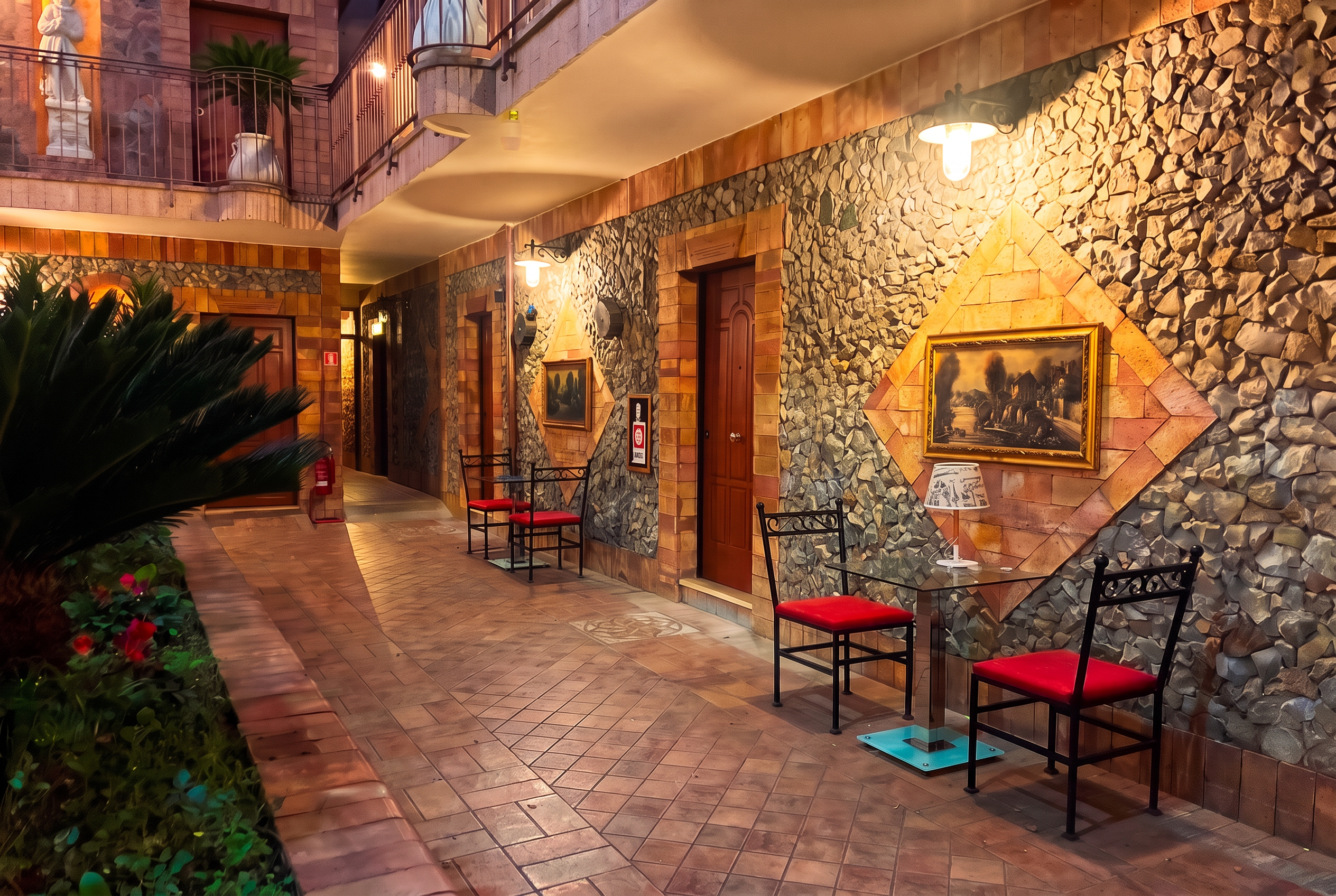 Il portico dell'albergo